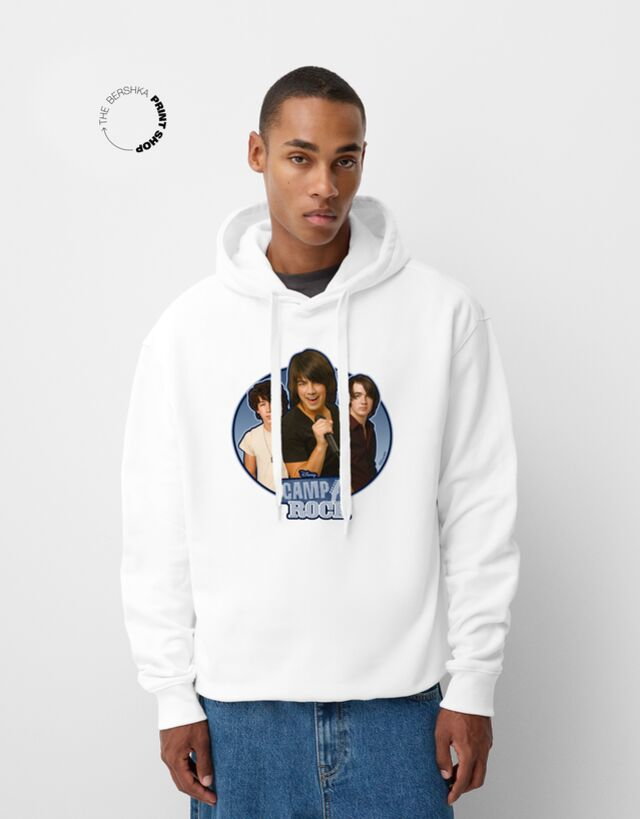 Bershka Camp Rock  Bluza Mężczyzna S Biały