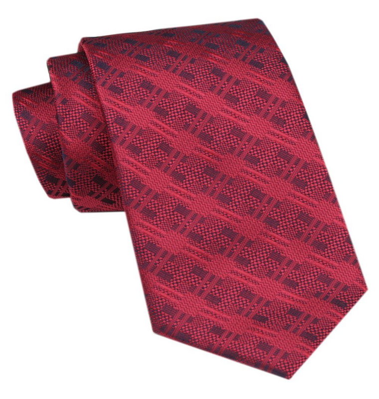 Elegancki Krawat Męski Angelo di Monti - Czerwony w Geometryczny Wzór