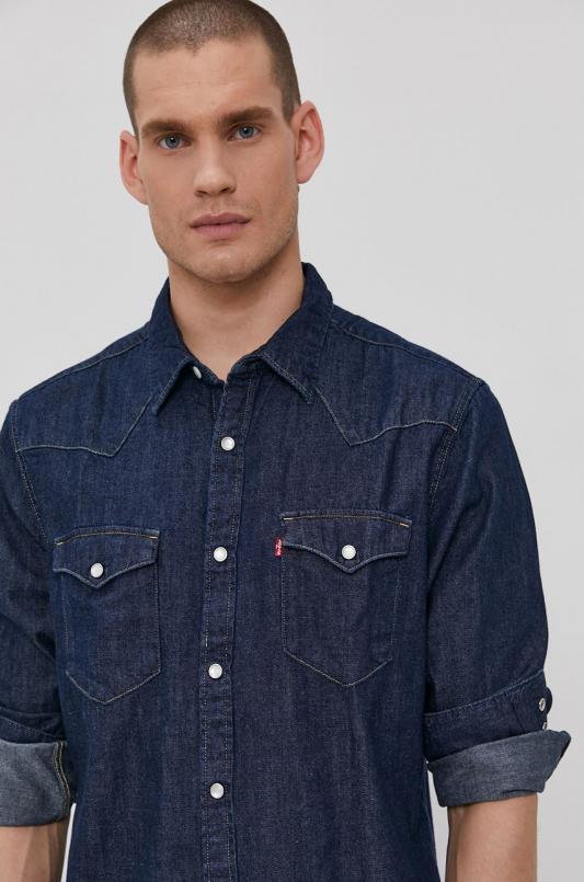 Levi's Koszula bawełniana męska kolor granatowy regular z kołnierzykiem klasycznym 85744.0000-Blues