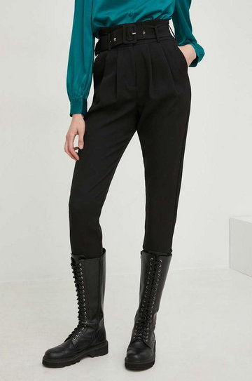 Answear Lab spodnie damskie kolor czarny fason cygaretki high waist