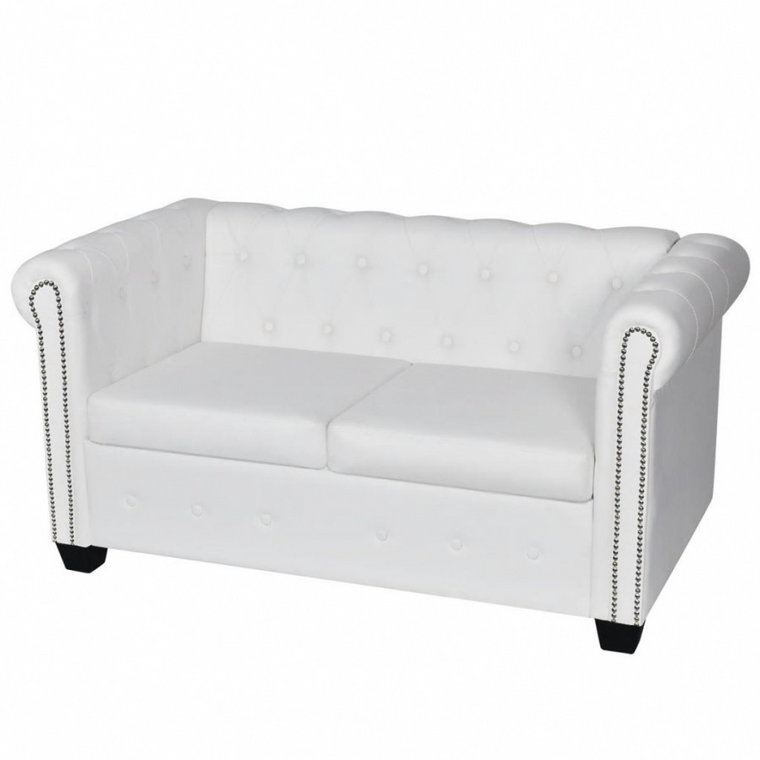 Sofa 2-osobowa w stylu Chesterfield, sztuczna skóra, biała kod: V-242371