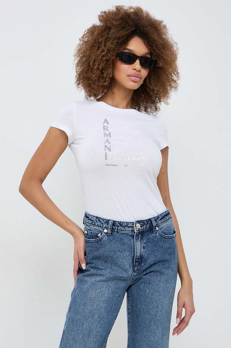 Armani Exchange t-shirt bawełniany damski kolor biały 3DYT05 YJ3RZ