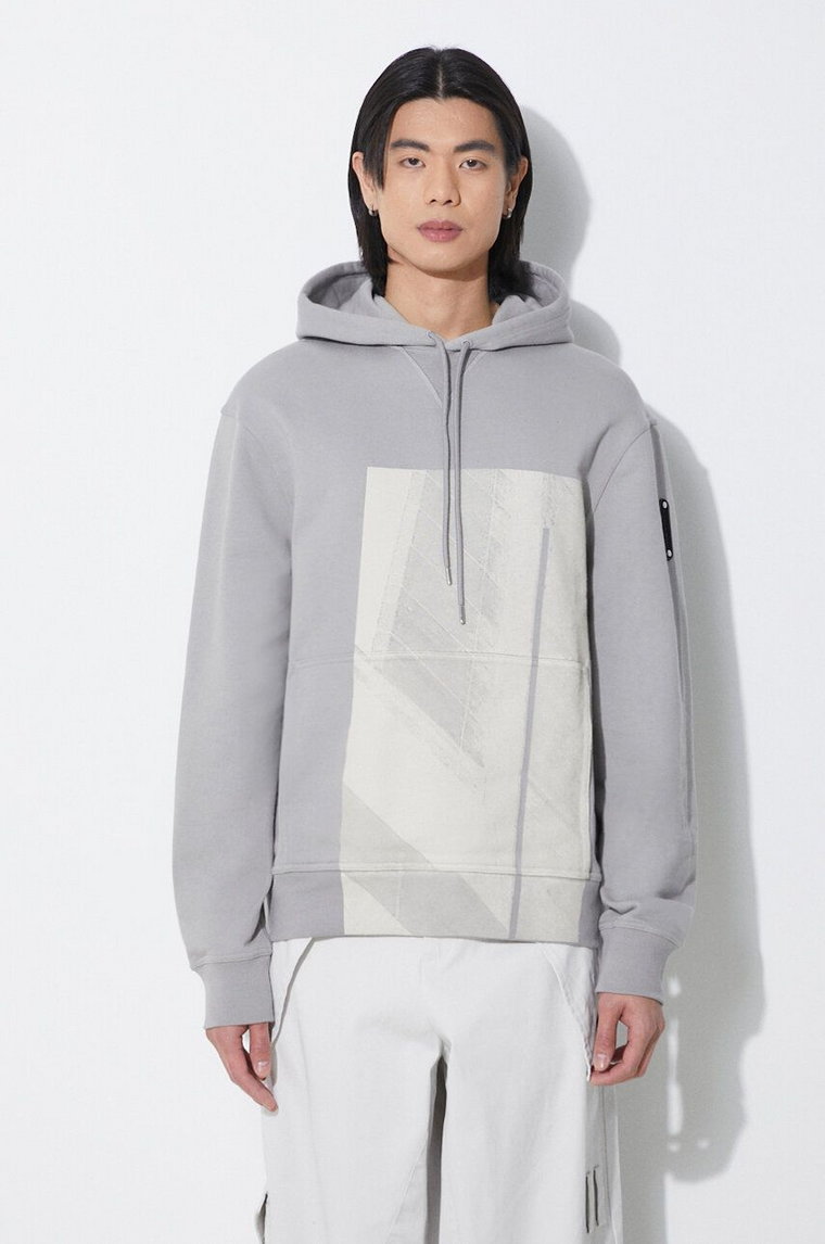 A-COLD-WALL* bluza bawełniana Strand Hoodie męska kolor szary z kapturem z nadrukiem ACWMW186