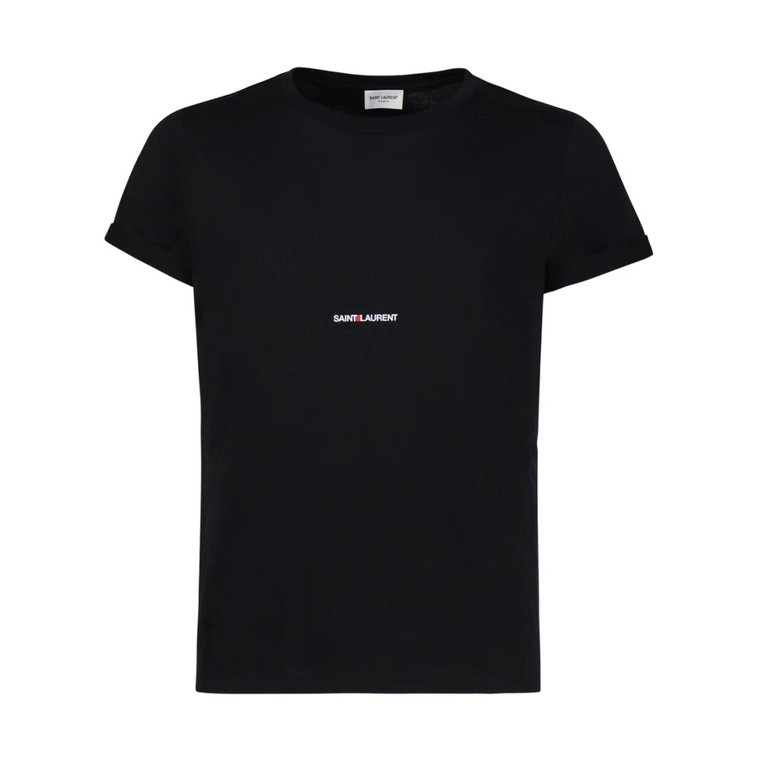 Czarne T-shirty i Pola Crewneck Saint Laurent