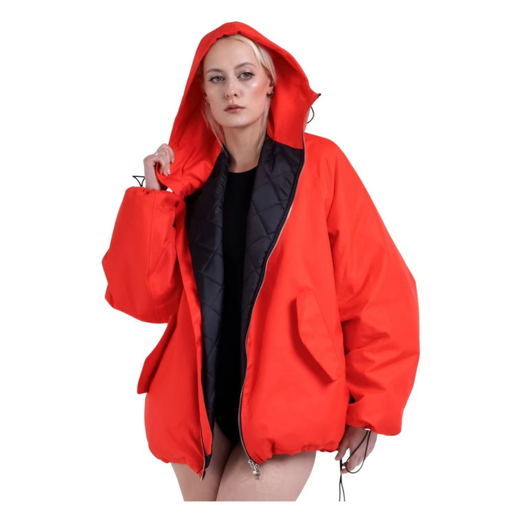 Oversize Czerwona Kurtka Bomber Hoodie Rest Factory