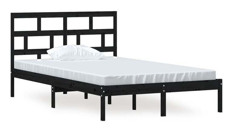 Czarne łóżko z drewna sosnowego 120x200 - Bente 4X