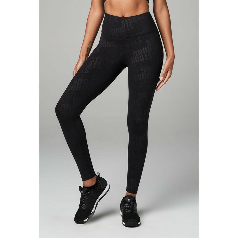 Legginsy fitness damskie z wysokim stanem czarne STRONG ID