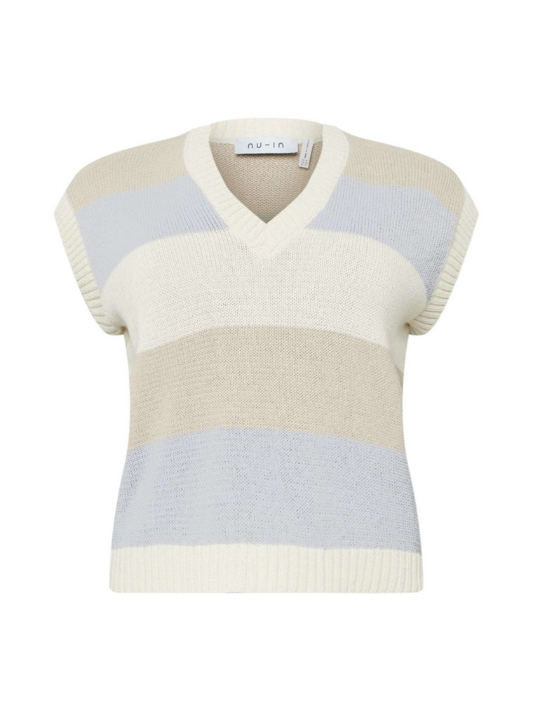 NU-IN Plus Sweter  kremowy / jasnoniebieski / biały