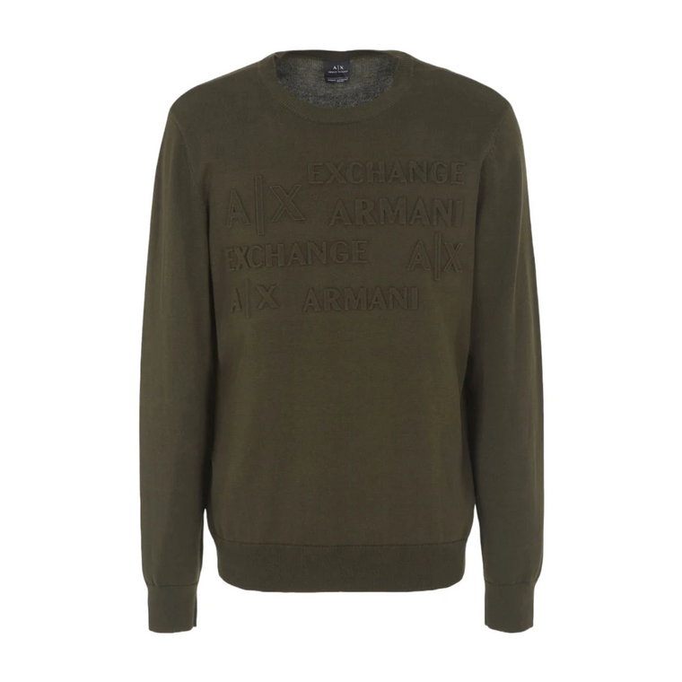 Sweter z organicznej bawełny z detalami w żebrowanym wzorze Armani Exchange
