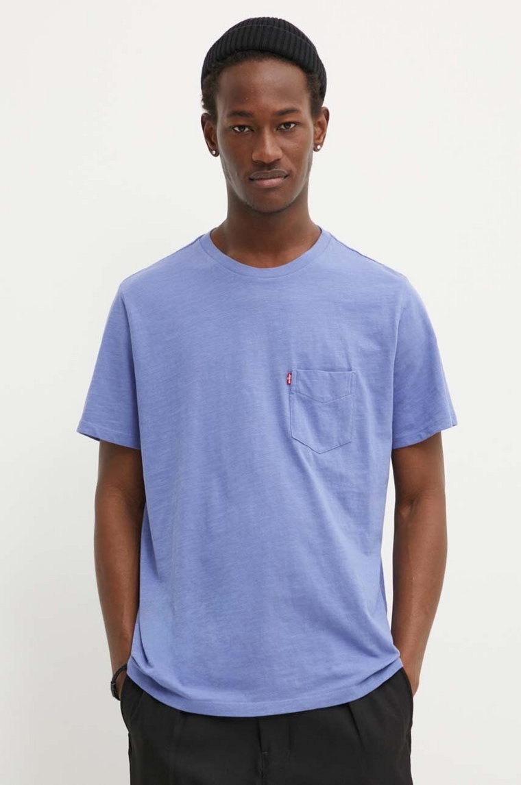 Levi's t-shirt bawełniany męski kolor fioletowy z nadrukiem