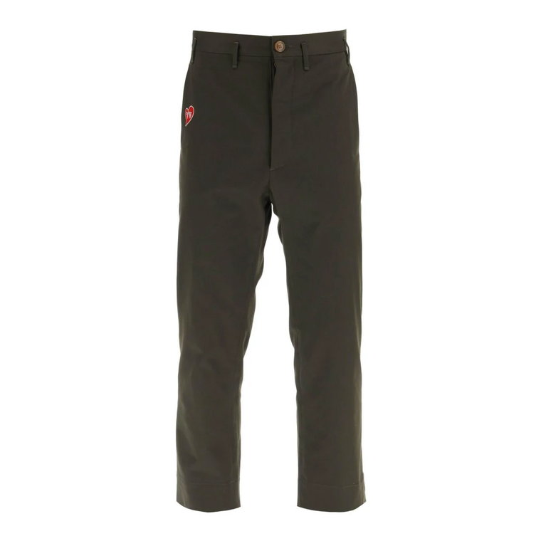 Krótkie spodnie chino z organicznej bawełny z haftowanym logo serca Vivienne Westwood
