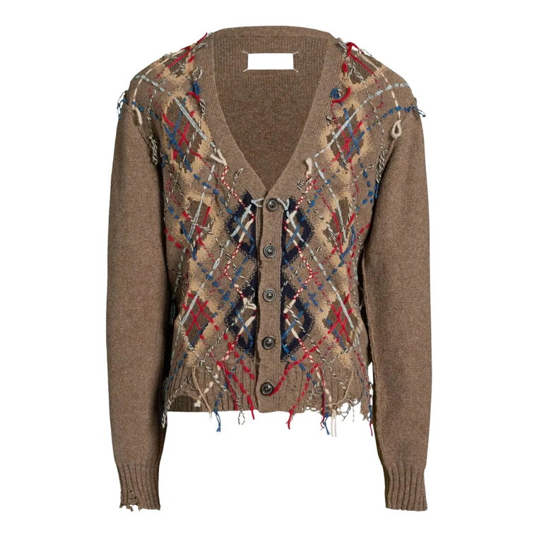 Beżowy Sweter z Wzorem Intarsia Maison Margiela