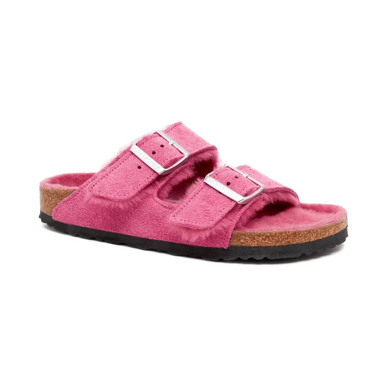 Birkenstock Skórzane obuwie domowe Arizona Shearling LEVE Fuchsia Tulip LAF