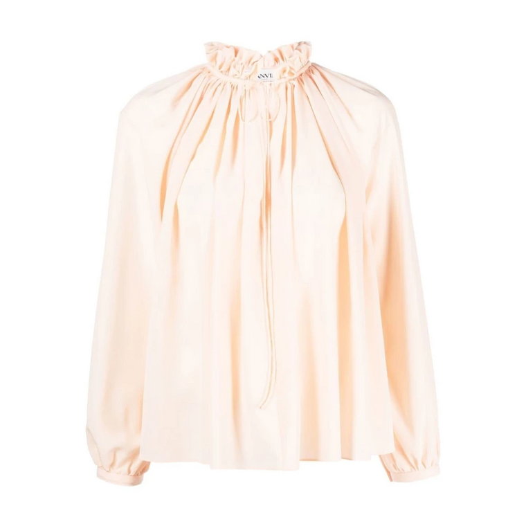 Pastelowa różowa bluzka z krepy Lanvin