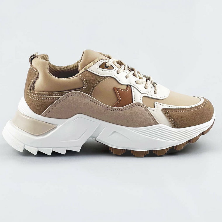 Sneakersy z łączonych materiałów khaki (1109)