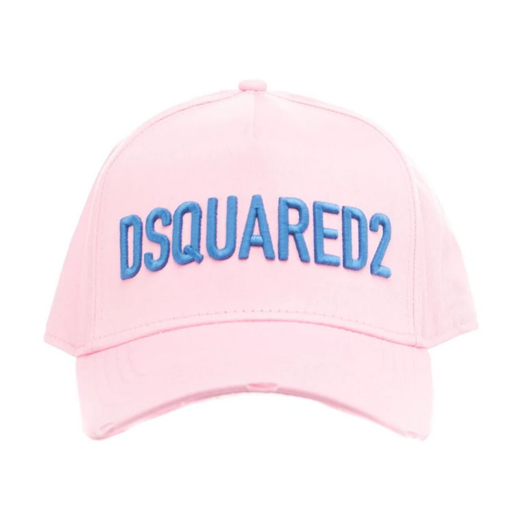 Modna różowa czapka baseballowa z haftem logo Dsquared2