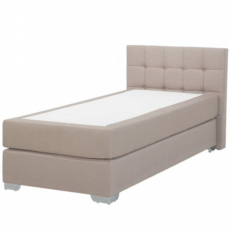 Łóżko kontynentalne tapicerowane 90 x 200 cm beżowe ADMIRAL kod: 4251682209960