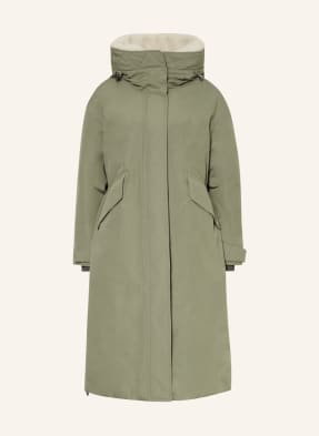 Woolrich Parka Puchowa Z Odpinanym Sztucznym Futrem gruen