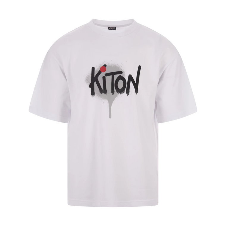 Biała koszulka z logo w stylu graffiti Kiton
