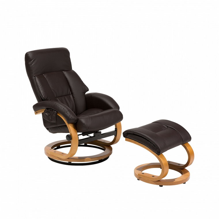 Fotel brązowy ekoskóra funkcja masażu z podnóżkiem Piano BLmeble kod: 4260586356267