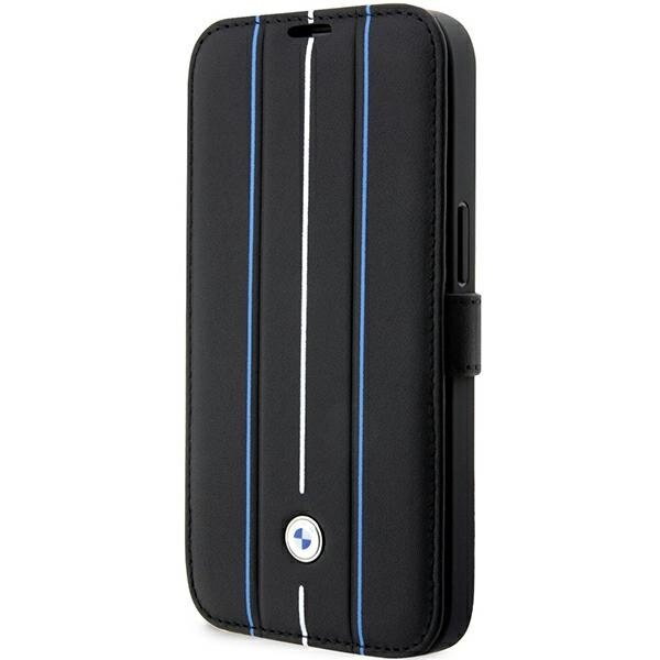 Etui BMW BMBKP14L22RVSK iPhone 14 Pro 6,1" czarny/black bookcase Leather Stamp Blue Lines