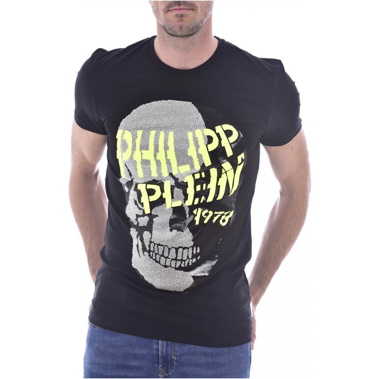 Koszulka z kryształkami w kształcie czaszki - Czarny Philipp Plein