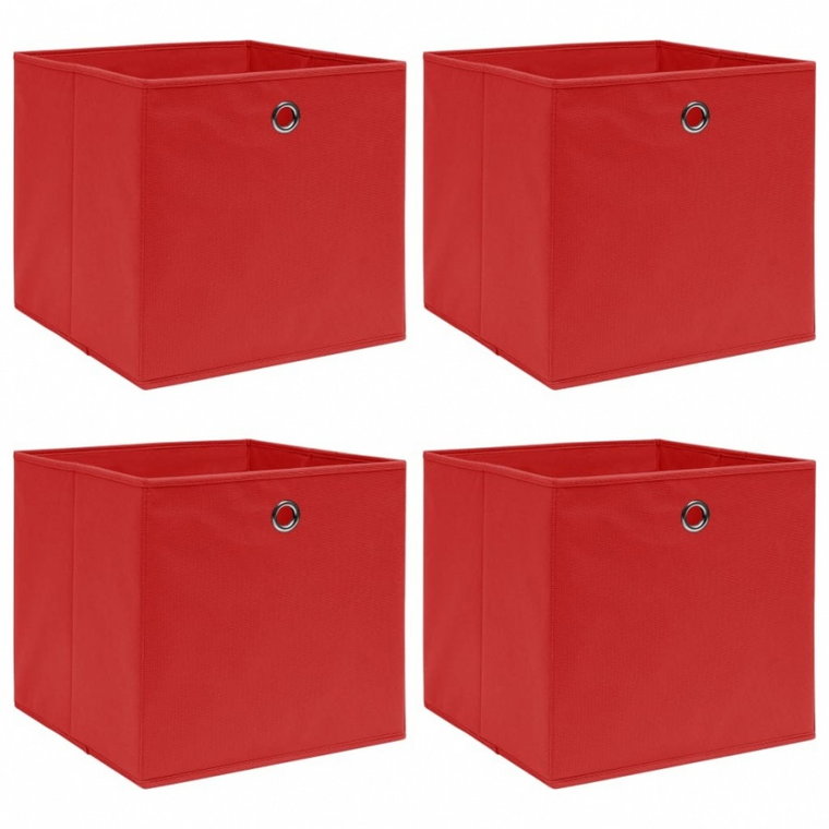 Pudełka, 4 szt., czerwone, 32x32x32 cm, tkanina kod: V-288361