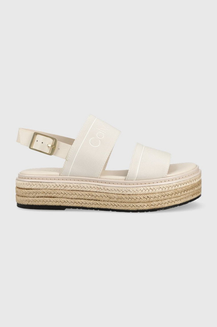 Calvin Klein sandały FLATFORM WEDGE - HE damskie kolor biały na platformie HW0HW01497