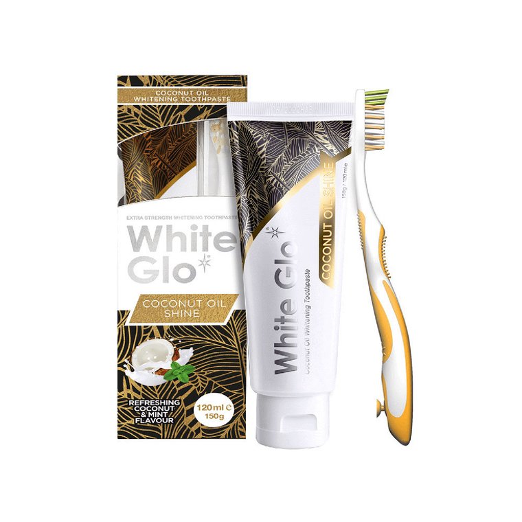 White Glo Coconut oil shine wybielająca pasta do zębów 120ml + szczoteczka do zębów