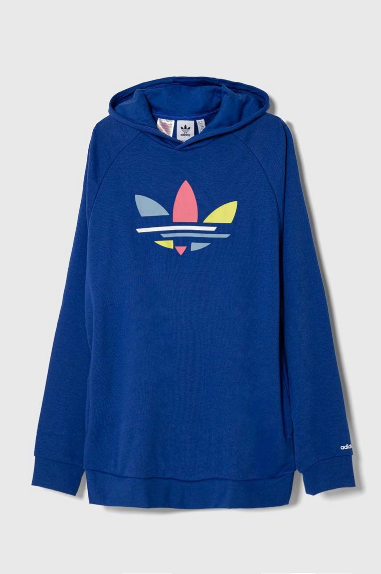 adidas bluza dziecięca H14154 kolor niebieski z kapturem z nadrukiem