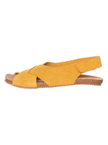 Yokono Skórzane sandały w kolorze żółtym