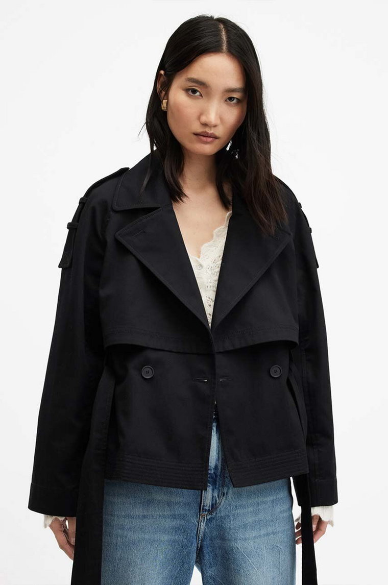 AllSaints kurtka BECKETTE TRENCH damska kolor czarny przejściowa W036OA