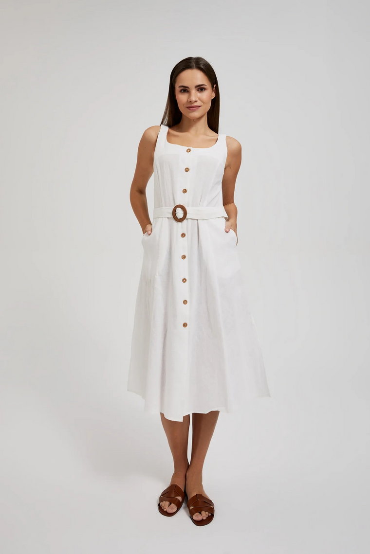 Wiskozowa sukienka z paskiemi biała