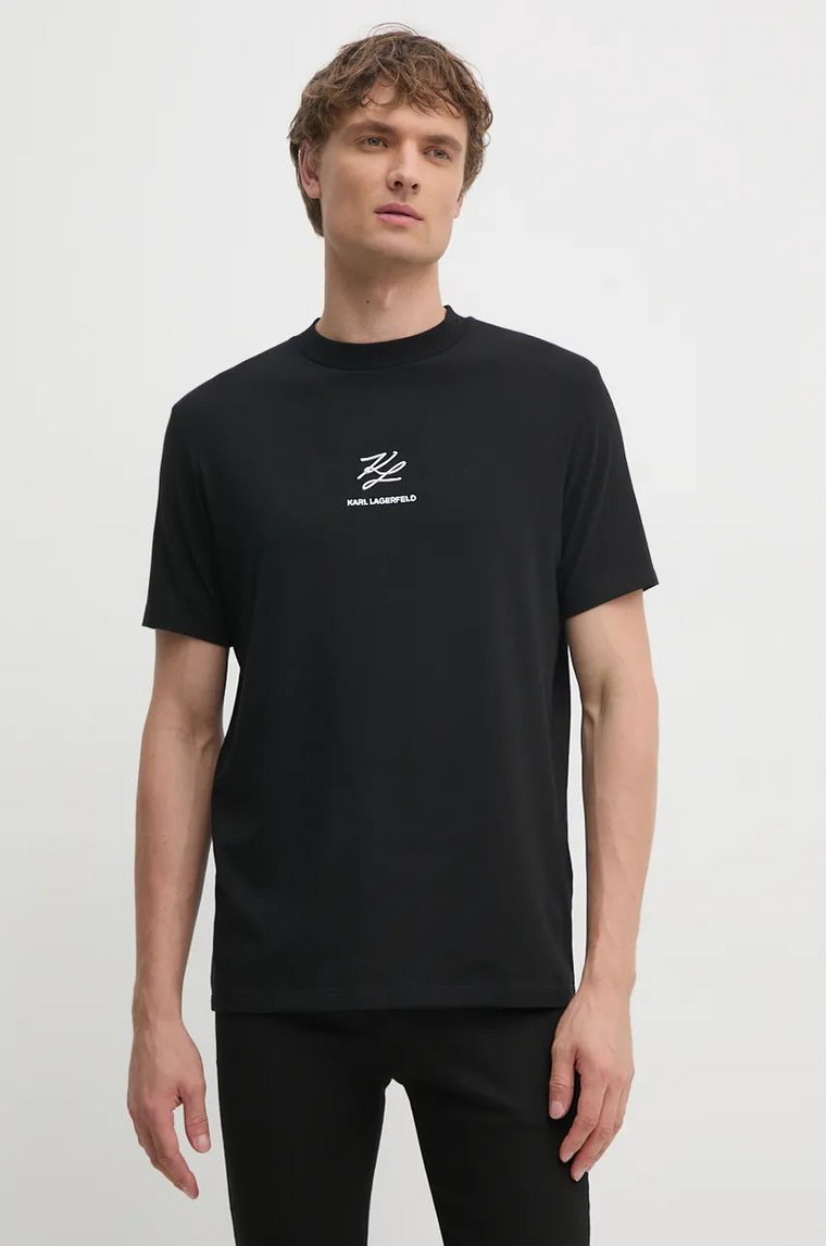 Karl Lagerfeld t-shirt męski kolor czarny z aplikacją 544221.755035