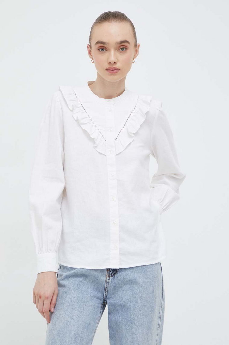 Levi's koszula lniana kolor biały regular