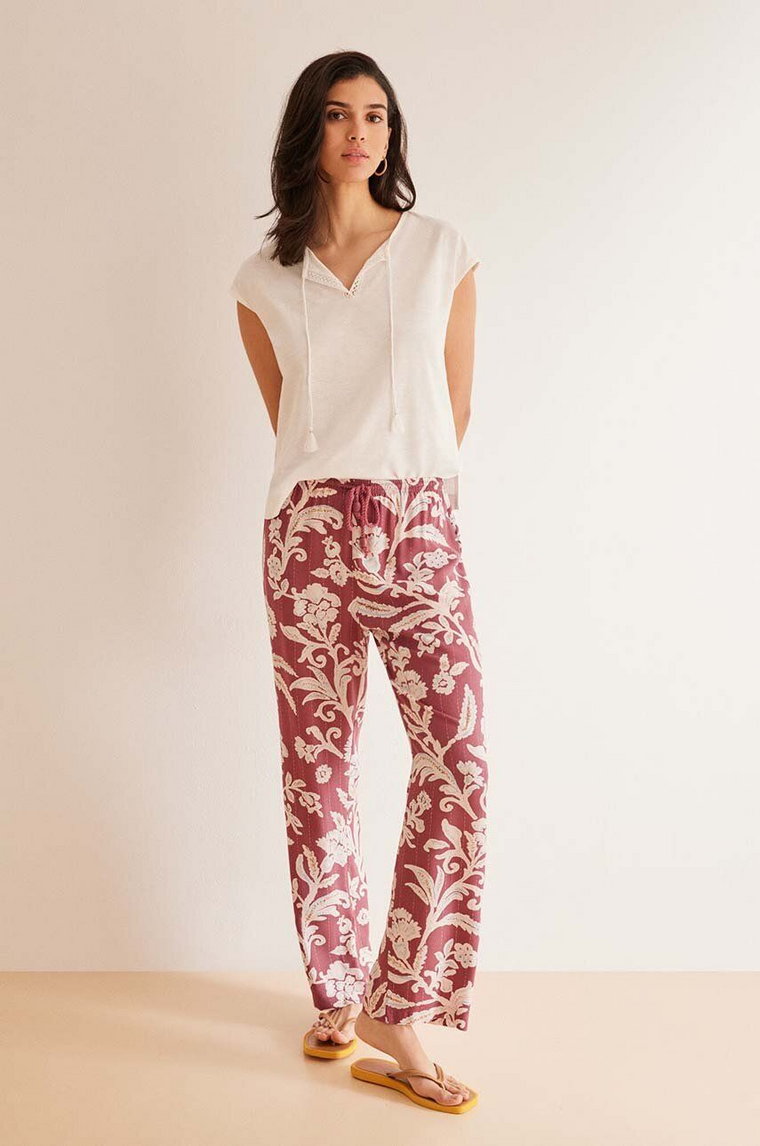 women'secret spodnie piżamowe MIX AND MATCH ORIGINS damskie kolor bordowy 3707215