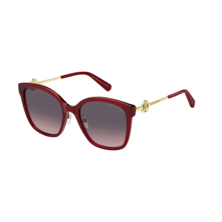 Czerwone okulary przeciwsłoneczne z brązowymi różowymi szkłami Marc Jacobs
