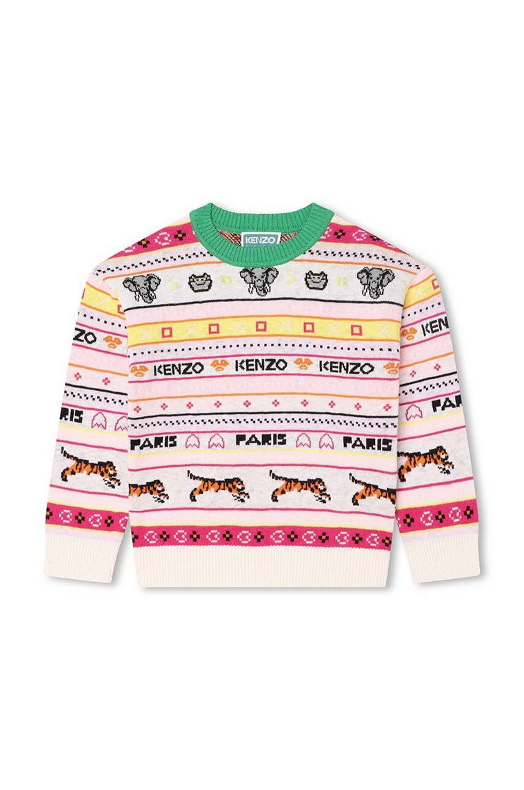 Kenzo Kids sweter z domieszką wełny dziecięcy kolor beżowy