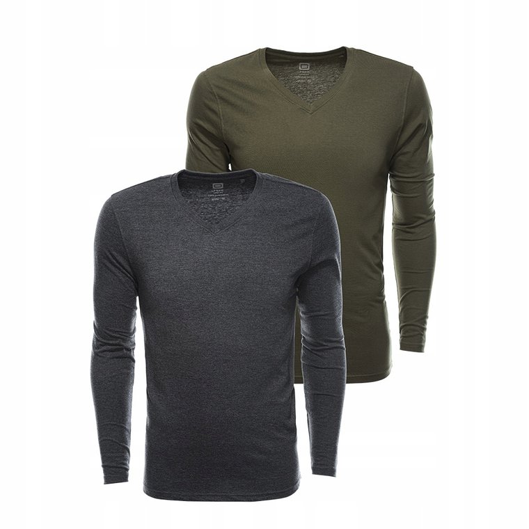 Zestaw longsleeve męski 100% bawełna V-neck mix 2-pak V9 Z41 M