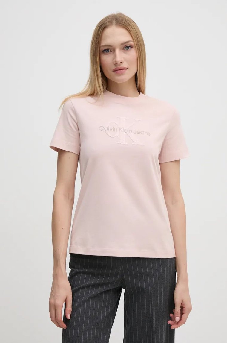 Calvin Klein Jeans t-shirt bawełniany damski kolor różowy J20J224244