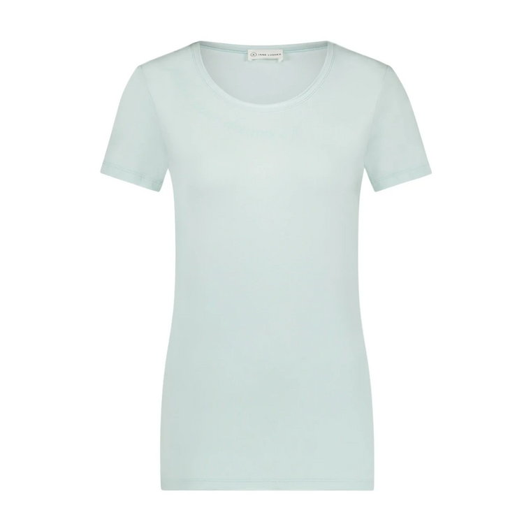 Organiczna Bawełna Aqua T-Shirt z Wzorem Maski Jane Lushka