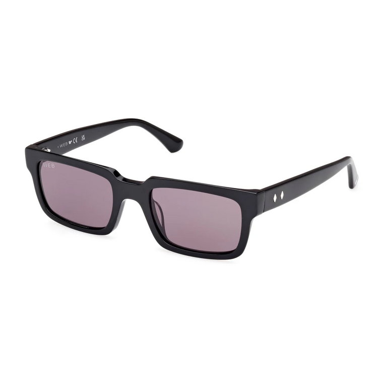 Okulary przeciwsłoneczne męskie Kwadratowe Czarny Lśniący WEB Eyewear