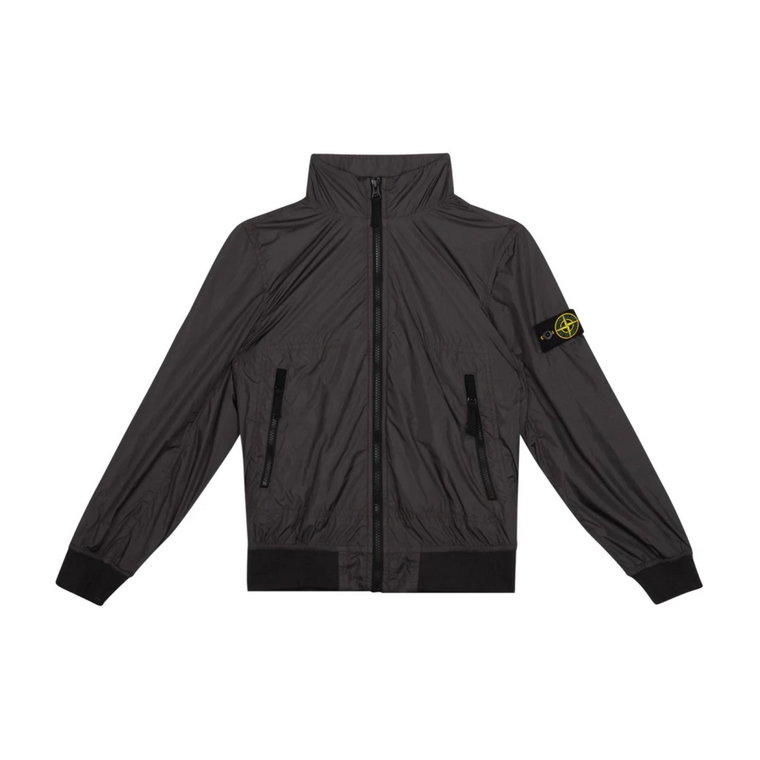 Niebiesko-Szara Kurtka z Logo Stone Island