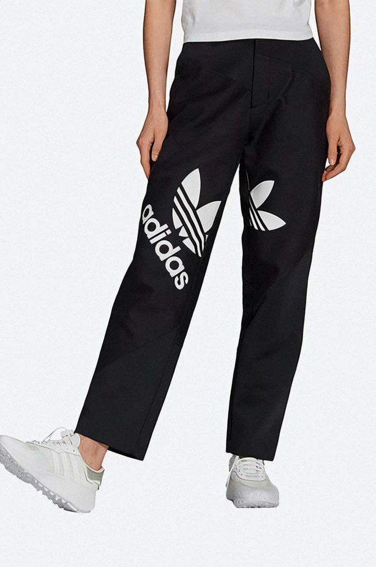 adidas spodnie Suit Pant damskie kolor czarny szerokie high waist H59024-CZARNY