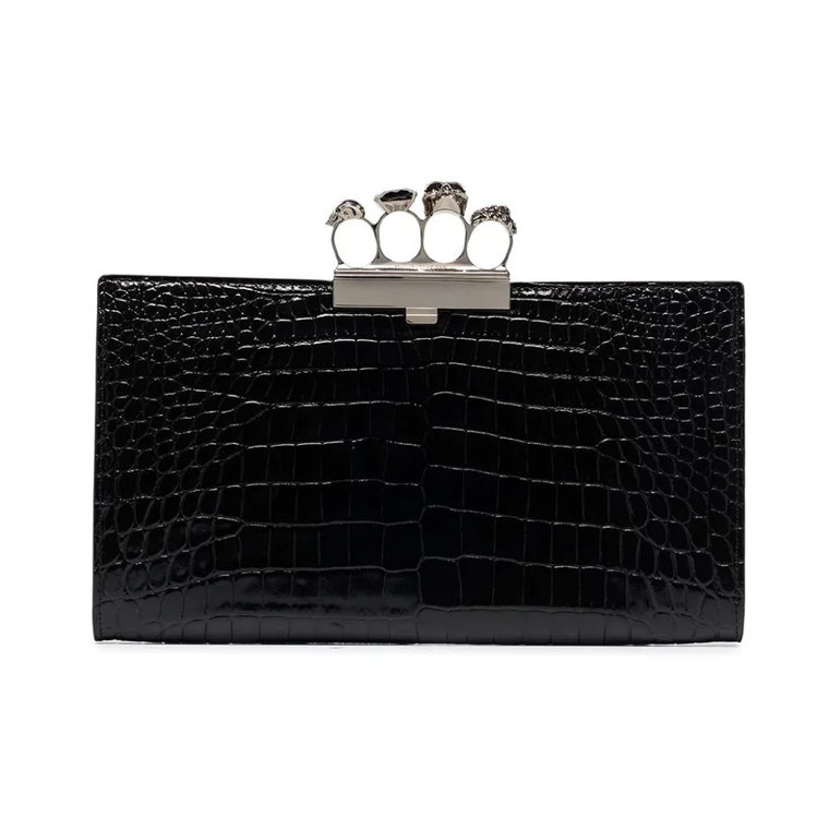 Skull Four-Ring Krokodyl Clutch Alexander McQueen