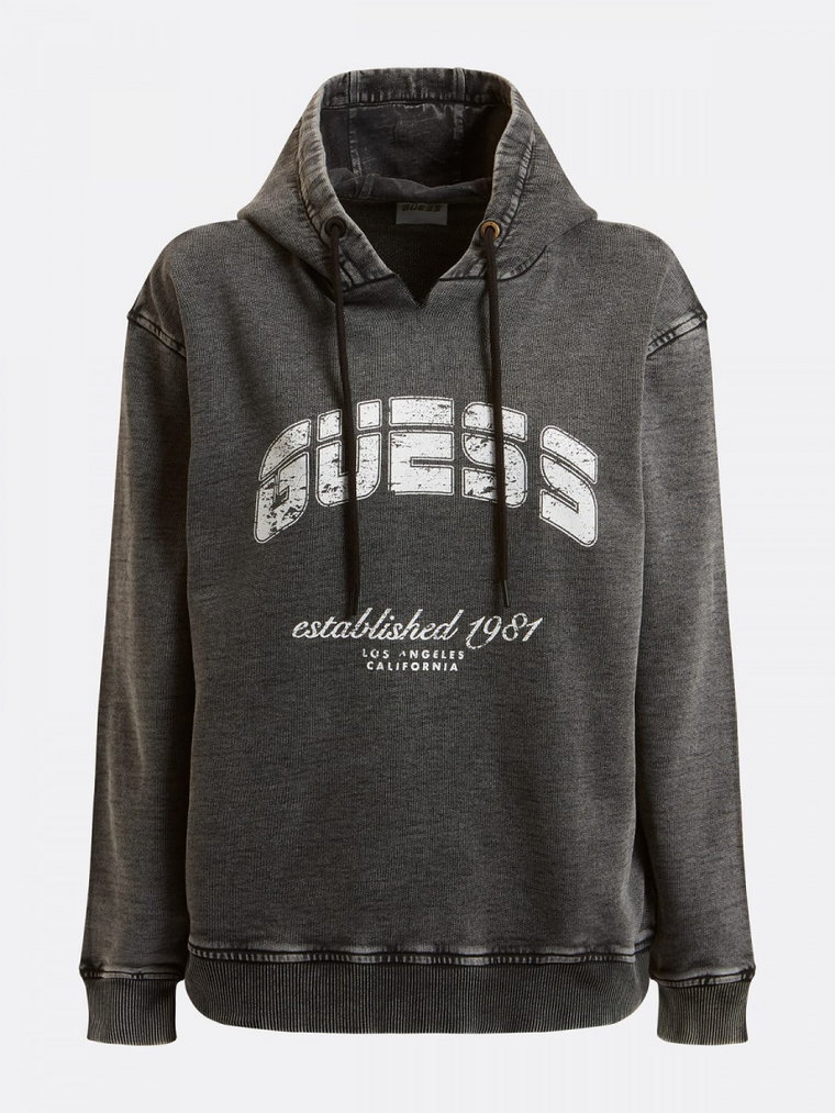 Damska bluza dresowa nierozpinana z kapturem GUESS BRYONY HOODED SWEATS - grafitowa