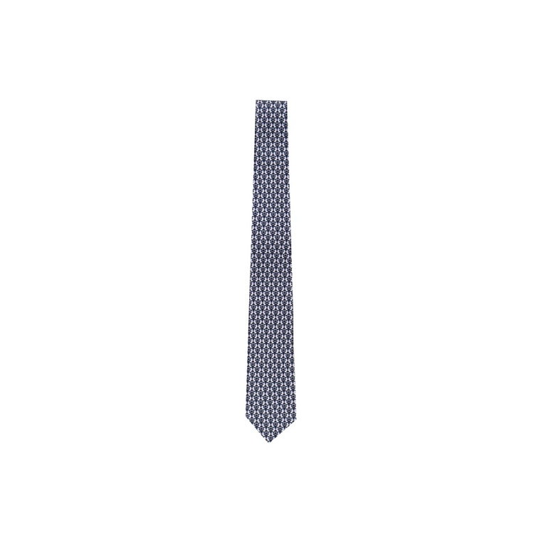 Niebieski Jedwabny Krawat z Wzorem Greca Salvatore Ferragamo