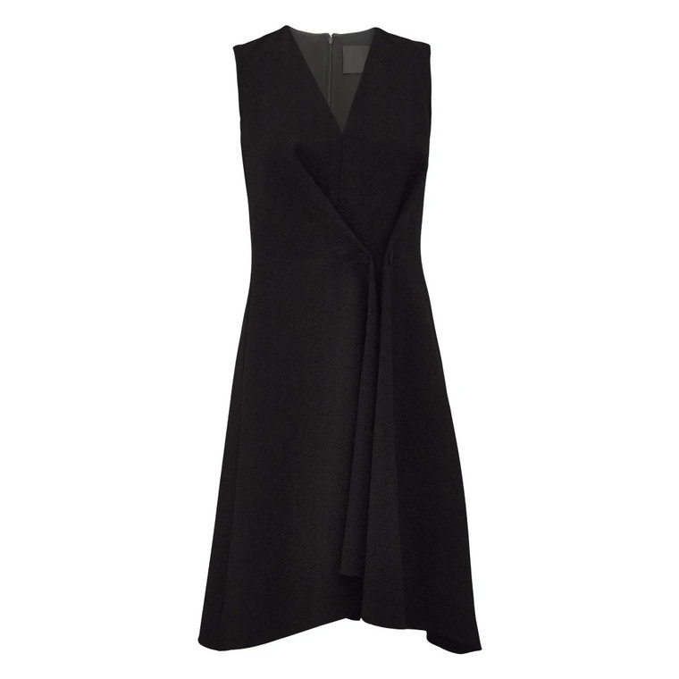 Czarna sukienka z guzikami i efektem plisowania Givenchy