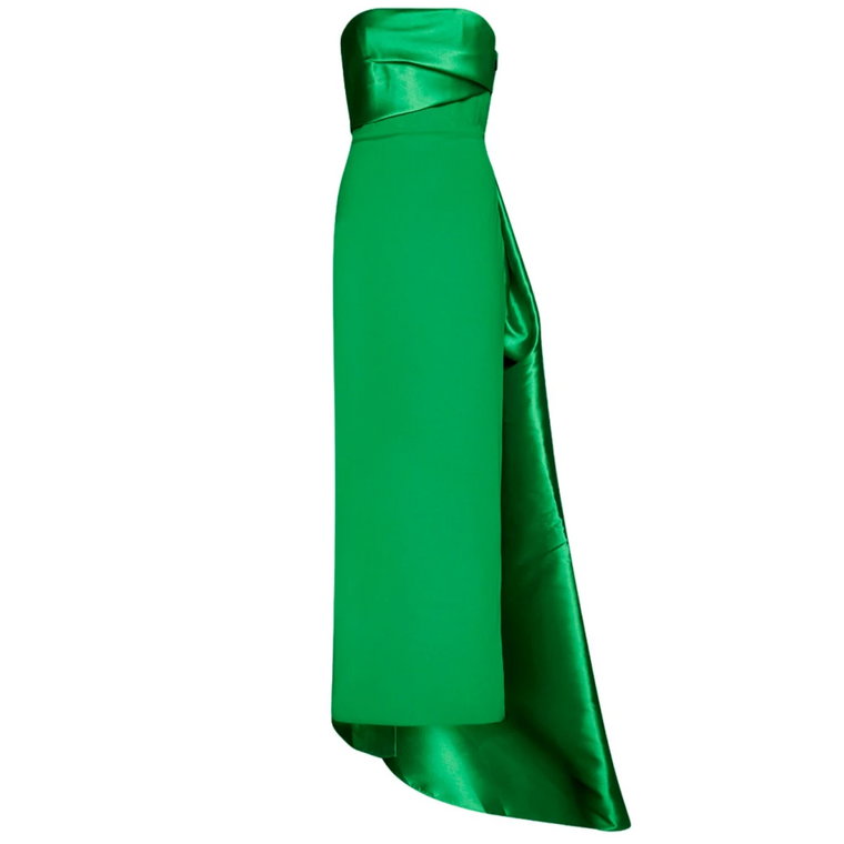 Zielona Sukienka z Satyny i Krepy z Gorsetem Solace London