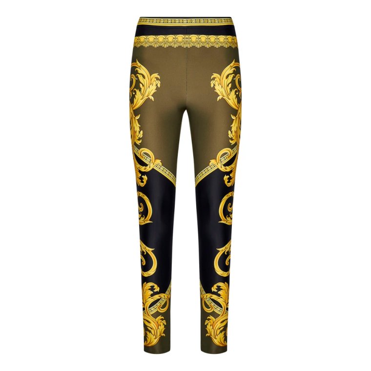 Czarne Legginsy z Nadrukiem Versace